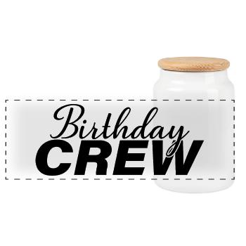 Birthday Crew Matching Gruppe Geburtstagsfeier Outfit - Panorama Keksdose mit Holzdeckel - Weiß - Vorne