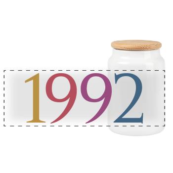 Year 1992, 30 Years Old, 30th Birthday Gift - Panoramic Cookie Jar with Wooden Lid - white - Front