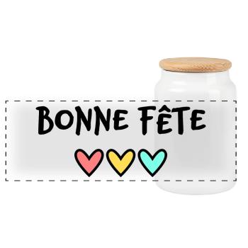 FÊTE DES MÈRES. BONNE FÊTE MAMAN. MAMAN. COEUR - Boîte à biscuits avec couvercle en bois - blanc - Devant