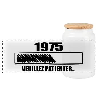 1975 Cadeau Anniversaire 1975 - Veuillez Patienter - Boîte à biscuits avec couvercle en bois - blanc - Devant