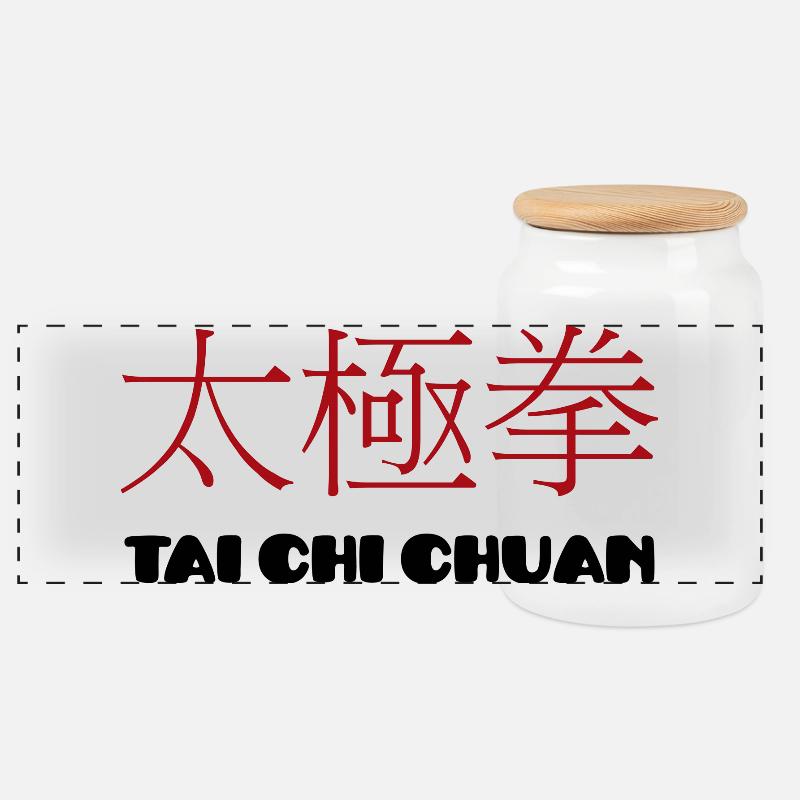 Tai Chi Chuan - Panorama Keksdose mit Holzdeckel - Weiß