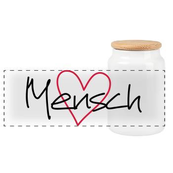 Mensch Herz Lieblingsmensch Geschenkidee Liebe - Panorama Keksdose mit Holzdeckel - Weiß - Vorne