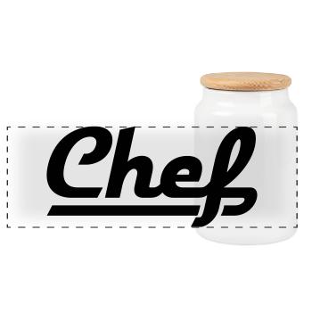 Chef - Boîte à biscuits avec couvercle en bois - blanc - Devant
