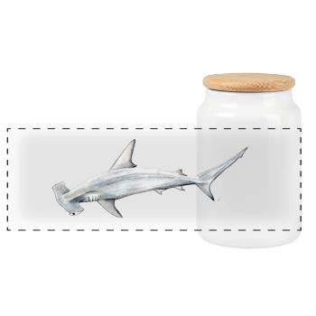 requin Martillon - requin-marteau - Réquin - Boîte à biscuits avec couvercle en bois - blanc - Devant