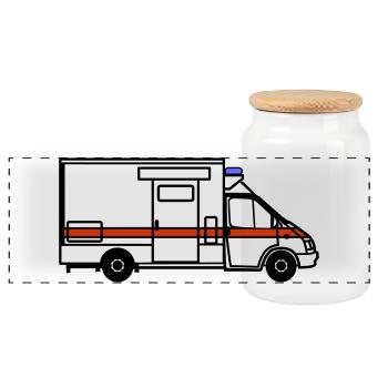 Ambulance / Rettungstransportwagen - Panorama Keksdose mit Holzdeckel - Weiß - Vorne