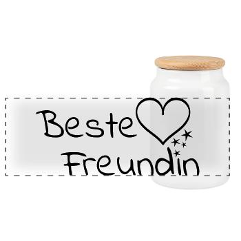 Best friend - Panoramic Cookie Jar with Wooden Lid - white - Front