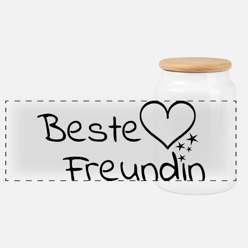 Beste Freundin - Panorama Keksdose mit Holzdeckel - Weiß