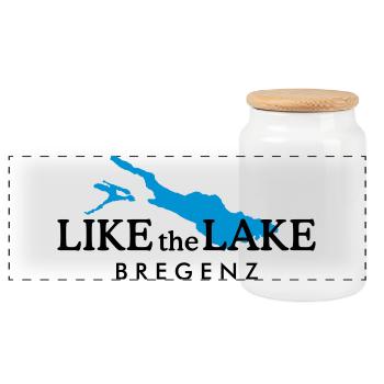 Like the Lake - Bregenz am Bodensee - Panorama Keksdose mit Holzdeckel - Weiß - Vorne