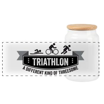 Triathlon. Un autre type de trio. - Boîte à biscuits avec couvercle en bois - blanc - Devant