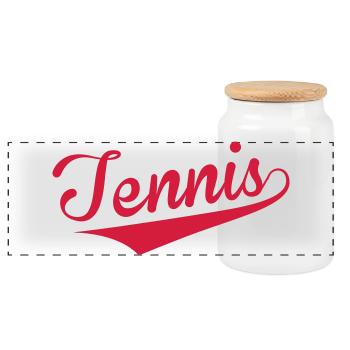 Tennis - Sport - Ball - Player - Game - Sportsman - Boîte à biscuits avec couvercle en bois - blanc - Devant