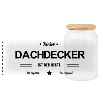 Bester Dachdecker - Panorama Keksdose mit Holzdeckel - Weiß - Vorne