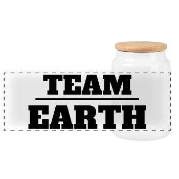 Team Earth Shirt – Nachhaltig & Umweltbewusst - Panorama Keksdose mit Holzdeckel - Weiß - Vorne