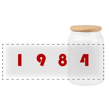 1984 - Panoramic Cookie Jar with Wooden Lid - white - Front