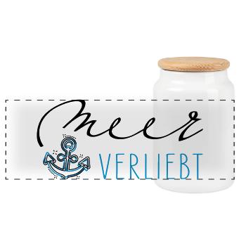 Sea in love - Panoramic Cookie Jar with Wooden Lid - white - Front