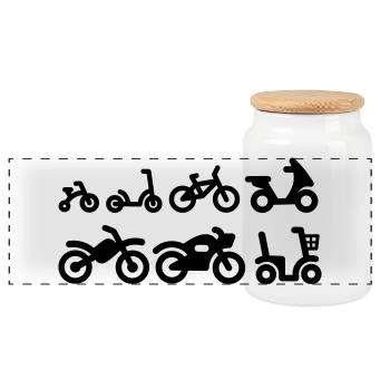 Evolution Motorrad Motorrad Motocross Fahrrad - Panorama Keksdose mit Holzdeckel - Weiß - Vorne