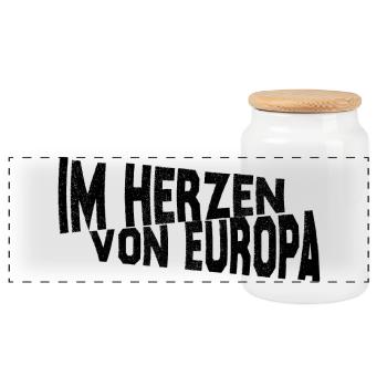 Frankfurt - Im Herzen von Europa - Panorama Keksdose mit Holzdeckel - Weiß - Vorne