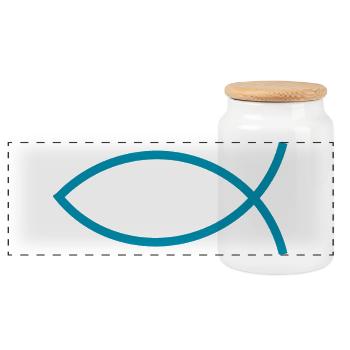 Jésus poisson Ichthys poisson poisson poisson - Boîte à biscuits avec couvercle en bois - blanc - Devant