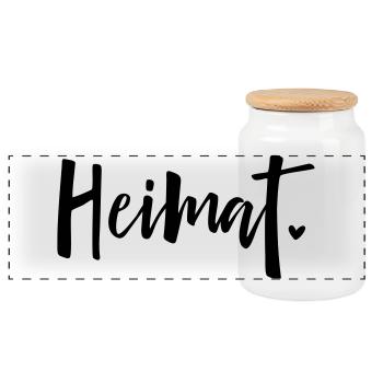 Heimat Herz Liebe Zuhause - Panorama Keksdose mit Holzdeckel - Weiß - Vorne