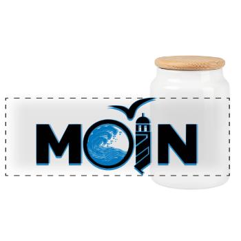 Moin Norddeutsch - Boîte à biscuits avec couvercle en bois - blanc - Devant