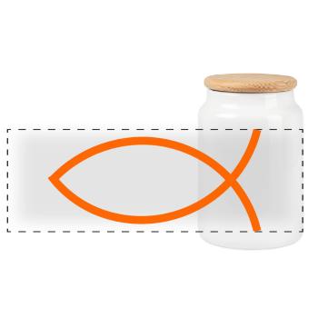 Jésus poisson Ichthys poisson poisson poisson - Boîte à biscuits avec couvercle en bois - blanc - Devant