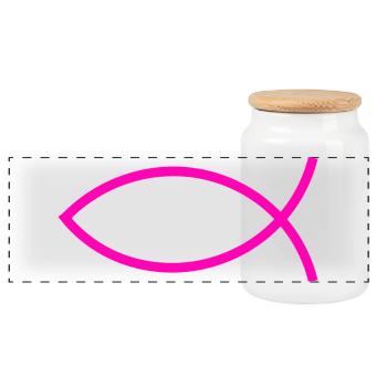 Jésus poisson rose ichthys poisson poisson poisson - Boîte à biscuits avec couvercle en bois - blanc - Devant