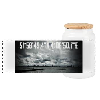 Coastal coordinates with industrial landscape - Panoramic Cookie Jar with Wooden Lid - white - Front