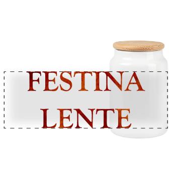 Festina Lente, citations latines - Boîte à biscuits avec couvercle en bois - blanc - Devant