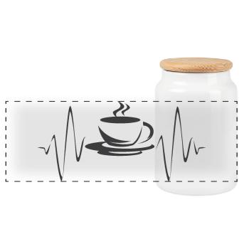 Café Café Heartbeat Icône Icône Logo Graphique - Boîte à biscuits avec couvercle en bois - blanc - Devant
