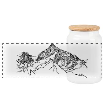 Walliser Weisshorn, Suisse, Alpes, Montagnes, 4000m - Boîte à biscuits avec couvercle en bois - blanc - Devant