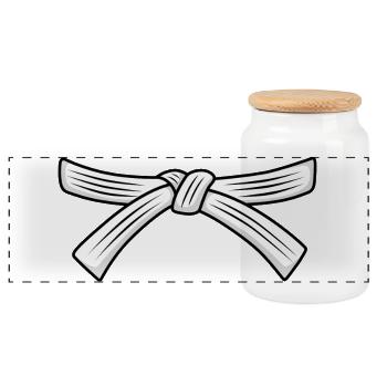 Judo belt Jiu-Jitsu White belt Judo 6th Kyu Obi - Panoramic Cookie Jar with Wooden Lid - white - Front
