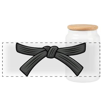 Judo belt Jiu-Jitsu Black belt Judo 1th Dan Obi - Panoramic Cookie Jar with Wooden Lid - white - Front
