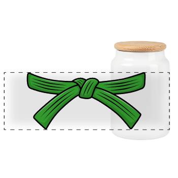 Judo belt Jiu-Jitsu Green belt Judo 3th Kyu Ob - Panoramic Cookie Jar with Wooden Lid - white - Front