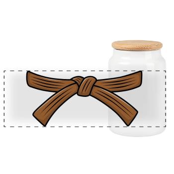Judo belt Jiu-Jitsu Brown belt Judo 1th Kyu Obi - Panoramic Cookie Jar with Wooden Lid - white - Front