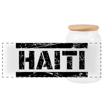 Haïti - Boîte à biscuits avec couvercle en bois - blanc - Devant