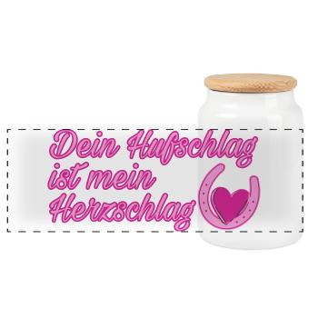 Dein Hufschlag ist mein Herzschlag - Panorama Keksdose mit Holzdeckel - Weiß - Vorne