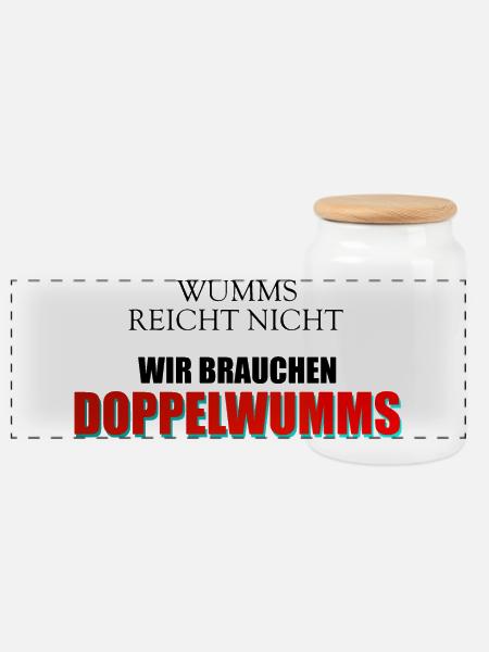 Wumms, Doppelwumms, Scholz, Politik, Sprüche - Panorama Keksdose mit Holzdeckel - Weiß
