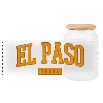 El Paso Texas Vintage Western - Panorama Keksdose mit Holzdeckel - Weiß - Vorne