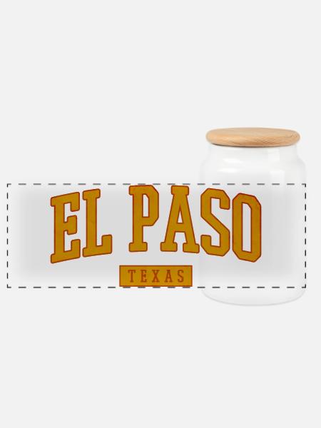 El Paso Texas Vintage Western - Panorama Keksdose mit Holzdeckel - Weiß