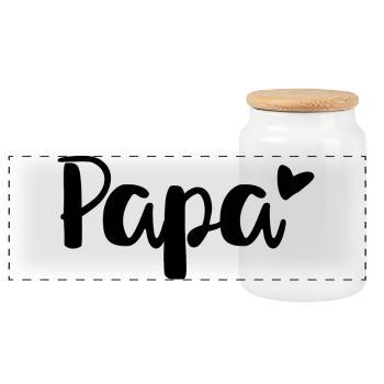 Papa Herz für Väter oder alle, die es noch werden - Panorama Keksdose mit Holzdeckel - Weiß - Vorne