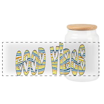 GOOD VIBES - Panoramic Cookie Jar with Wooden Lid - white - Front