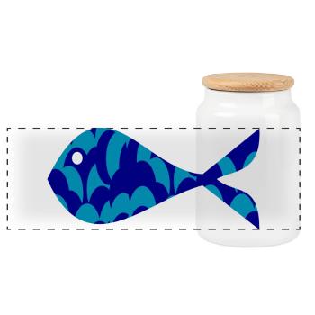 SARDINE. FISH. APRIL FOOL. EASTER. SEA - Panoramic Cookie Jar with Wooden Lid - white - Front