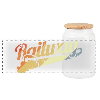 Railroad motivation - Panoramic Cookie Jar with Wooden Lid - white - Front