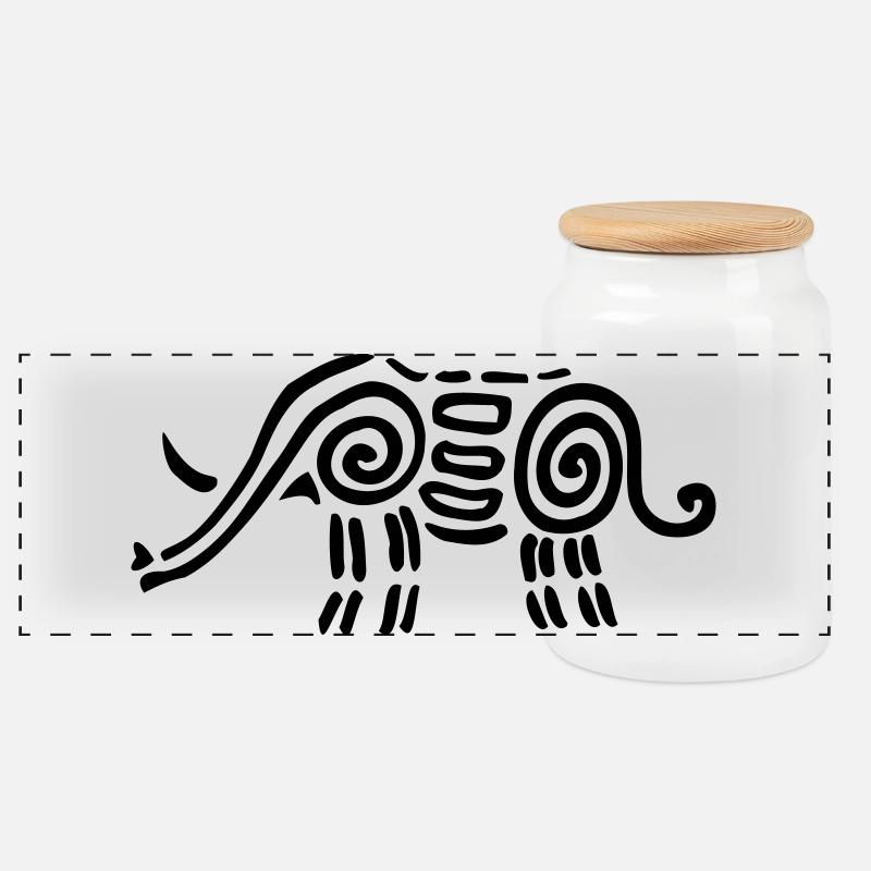 Elefant1 - Panorama Keksdose mit Holzdeckel - Weiß