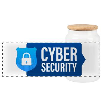 Cyber Security, Computer - Panoramic Cookie Jar with Wooden Lid - white - Front