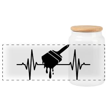 Palpitations cardiaques au pinceau de peintre - Boîte à biscuits avec couvercle en bois - blanc - Devant