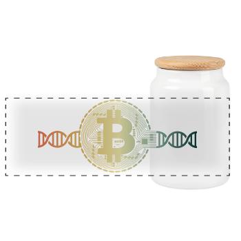 Bitcoin dans le sang Crypto-monnaie ADN DNS - Boîte à biscuits avec couvercle en bois - blanc - Devant