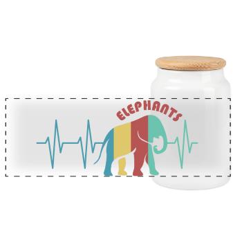 puls bunter elefant Tiere Rüssel retro Farben icon - Panorama Keksdose mit Holzdeckel - Weiß - Vorne