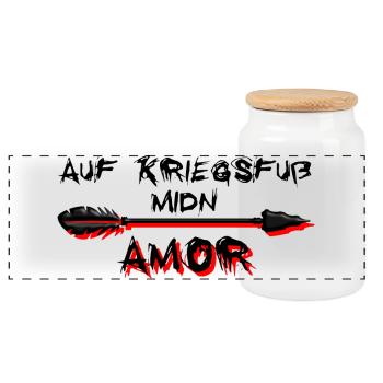 on a war footing midn Cupid - on a war footing with Cupid - Panoramic Cookie Jar with Wooden Lid - white - Front