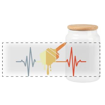 Painting Brush Heartbeat - Panoramic Cookie Jar with Wooden Lid - white - Front