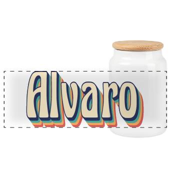 Alvaro retro t-shirt vintage t-shirt gift idea - Panoramic Cookie Jar with Wooden Lid - white - Front